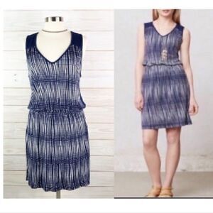 Anthropologie Midi Dress Striped  V Neck Sleeveless Deletta